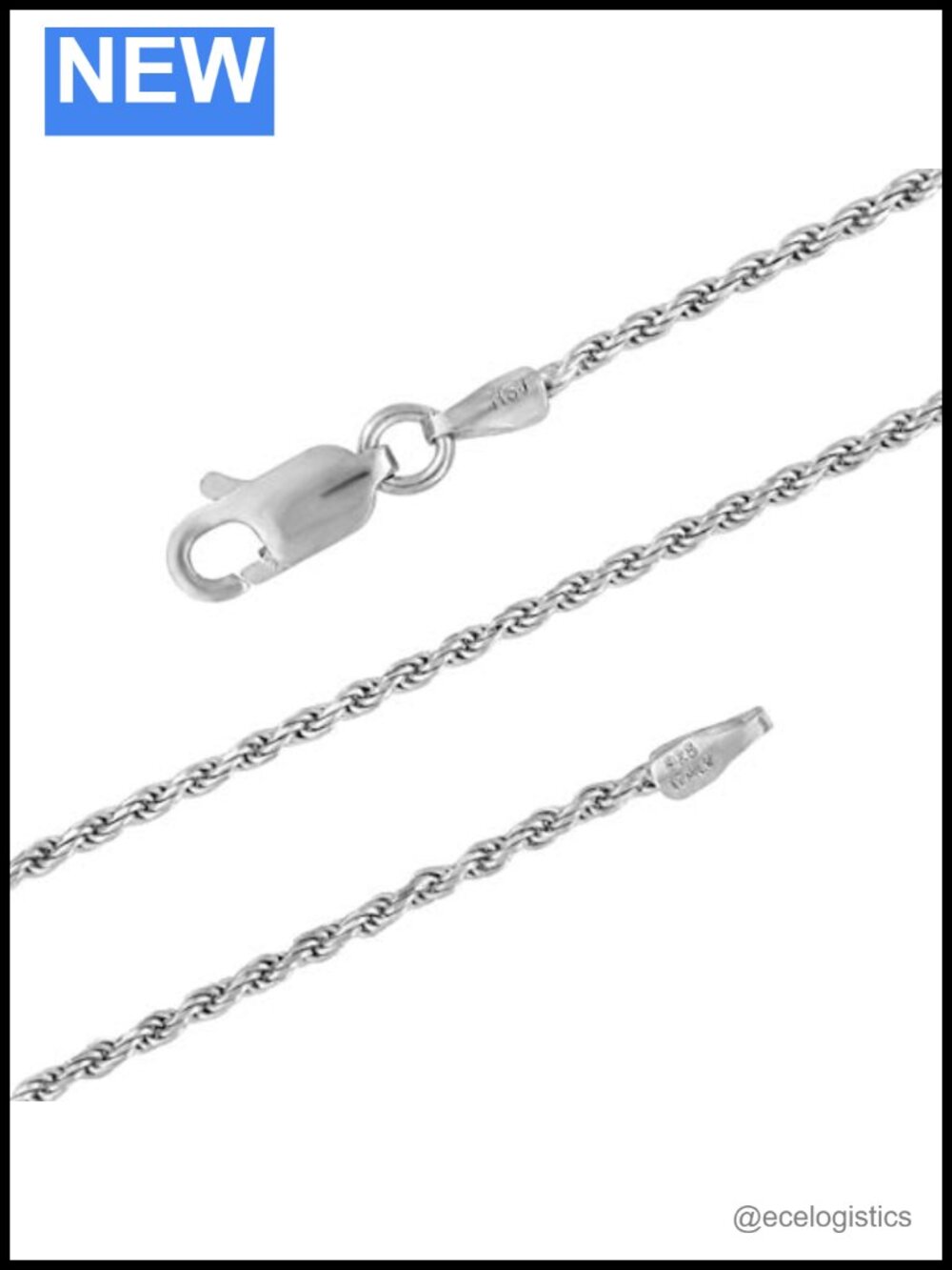 14kt Rose Gold Plated Sterling Silver 1.3mm Diamond-Cut Rope Chain Necklace, 30